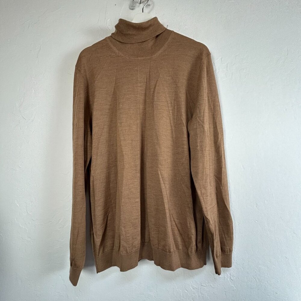 Boss Hugo Boss Mens Camel Italian Yarn Wool Turtleneck Sweater XXL Pullover